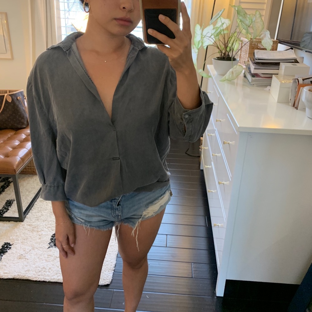 SOLD - Zara Woman Soft Grey Denim Shirt